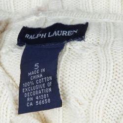 Pre Owned Ralph Lauren White Cable Knit Hoodie 5 Yrs