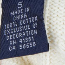 Pre Owned Ralph Lauren White Cable Knit Hoodie 5 Yrs