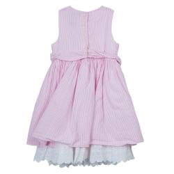 Pre Owned فستان رالف لورين نسيج قطني مخطط وردي بفيونكة وبدون أكمام سنتين