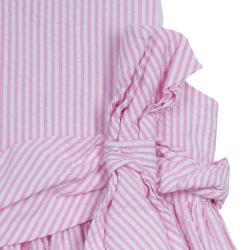 Pre Owned فستان رالف لورين نسيج قطني مخطط وردي بفيونكة وبدون أكمام سنتين