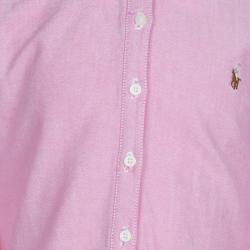 مملوكة مسبقًا Ralph Lauren Pink Tiered Ruffle Bottom Shirt Dress 6 Yrs