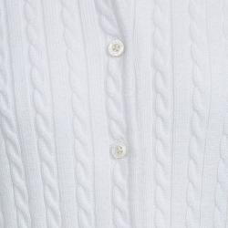 Pre Owned كارديغان رالف لورين تريكو أبيض بأزرار أمامية 8 - 10 سنوات