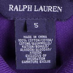 Pre Owned فستان تي شيرت بولو رالف لورين كشكشات سفلية بنفسجية 5 سنوات