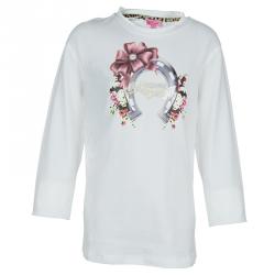 Roberto Cavalli Angels White Horseshoe Graphic Long Sleeve T-shirt 10 Yrs