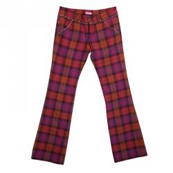 Roberto Cavalli Multicolor Checked Wool Trousers XS 