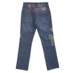 Roberto Cavalli Angels Embroidered Floral Applique Jeans 12Y