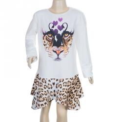 Pre Owned توب روبرتو كافالي كيدز أبيض طباعة فهد بأكمام طويلة 11 سنة