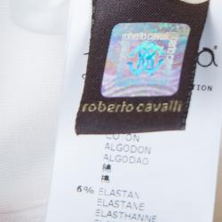 Pre Owned توب روبرتو كافالي كيدز أبيض طباعة فهد بأكمام طويلة 11 سنة