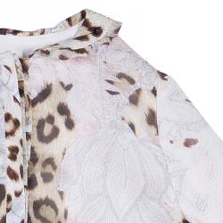Pre Owned Roberto Cavalli Leopard Print Long Sleeve Peplum Shirt 4 Yrs