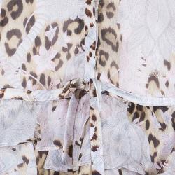 Pre Owned Roberto Cavalli Leopard Print Long Sleeve Peplum Shirt 4 Yrs