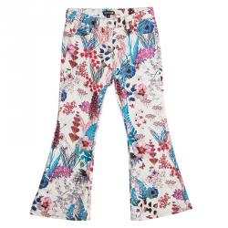 Pre Owned Roberto Cavalli Multicolor Floral Printed Flared Bottom Pants 8 Yrs