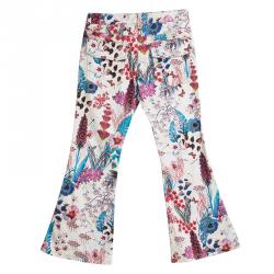 Pre Owned Roberto Cavalli Multicolor Floral Printed Flared Bottom Pants 8 Yrs