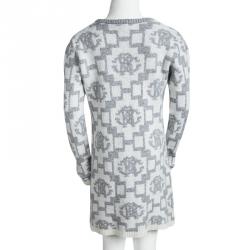 Pre Owned فستان بلوفر روبرتو كافالي رصاصي نقش الشعار رقبة مستديرة 10 سنوات