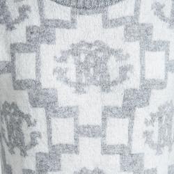 Pre Owned فستان بلوفر روبرتو كافالي رصاصي نقش الشعار رقبة مستديرة 10 سنوات