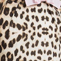 مملوكة مسبقًا فستان روبرتو كافالي جيرسيه بني نقشة الفهد بفيونكة مزينة حافة مكشكشة 6 سنوات