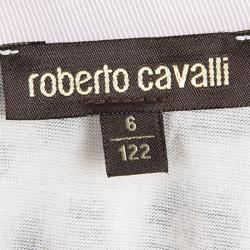 مملوكة مسبقًا فستان روبرتو كافالي جيرسيه بني نقشة الفهد بفيونكة مزينة حافة مكشكشة 6 سنوات