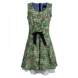 Pre Owned Roma e Toska Green Printed Sleeveless Dress 12 Yrs 