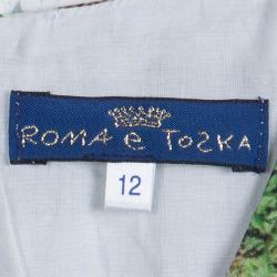 Pre Owned Roma e Toska Green Printed Sleeveless Dress 12 Yrs 