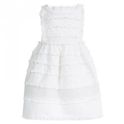 Simonetta White Cotton Lace Trim Ruffle Detail Dress 2 Yrs