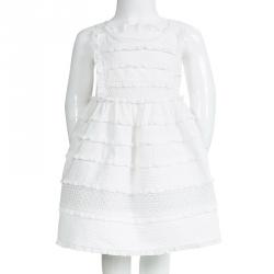 Simonetta White Cotton Lace Trim Ruffle Detail Dress 2 Yrs