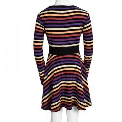 Pre Owned Rykiel Enfant Multicolor Striped Embellished Long Sleeve Dress 10 Yrs
