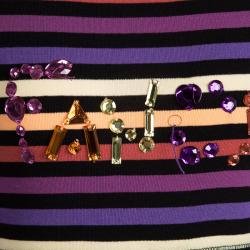 Pre Owned Rykiel Enfant Multicolor Striped Embellished Long Sleeve Dress 10 Yrs