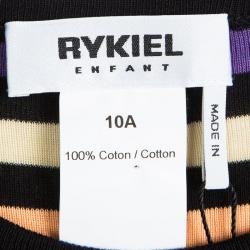 Pre Owned Rykiel Enfant Multicolor Striped Embellished Long Sleeve Dress 10 Yrs