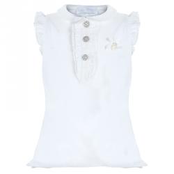 Pre Owned Tartine Et Chocolat White Ruffle Detail Sleeveless T-Shirt 18 Months