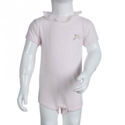Tartine Et Chocolat Pale Pink Cotton Jersey Ruffle Detail Romper 1 Yr