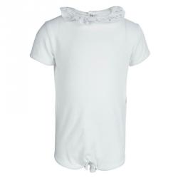 Pre Owned Tartine Et Chocolat White Cotton Jersey Ruffle Detail Romper 18 Months