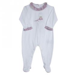 Tartine Et Chocolat White Floral Printed Trim Onesie 6 Months