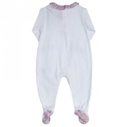 Tartine Et Chocolat White Floral Printed Trim Onesie 6 Months
