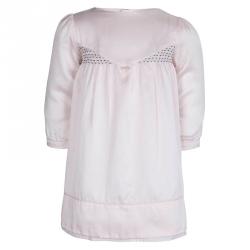 Tartine Et Chocolat Pale Pink Satin Long Sleeve Dress 1 Yr
