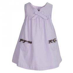 Pre Owned Tartine Et Chocolat Lilac Corduroy Bow Detail Sleeveless Dress 1 Yr