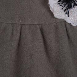 Tartine Et Chocolat Grey Wool Floral Applique Sleeveless Dress 6 months