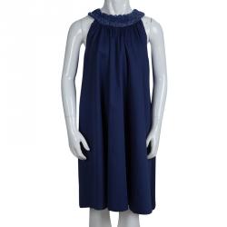 مملوكة مسبقًا Tartine Et Chocolat Blue Cotton Floral Applique Sleeveless Dress 10 Yrs