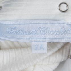 Tartine et Chocolat White Ribbed Cotton Ruffle Trim Top 2 Yrs