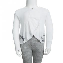 Tartine et Chocolat White Knit Sequin Embellished Ruffle Front Cardigan 2 Yrs