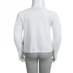 Tartine et Chocolat White Knit Sequin Embellished Ruffle Front Cardigan 2 Yrs