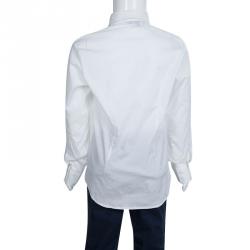 مملوكة مسبقًا Young Versace White Pintucked Yoke Detail Button Front Shirt 6 Yrs