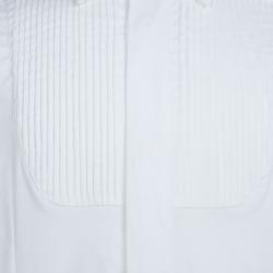 مملوكة مسبقًا Young Versace White Pintucked Yoke Detail Button Front Shirt 6 Yrs