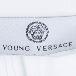 مملوكة مسبقًا Young Versace White Pintucked Yoke Detail Button Front Shirt 6 Yrs