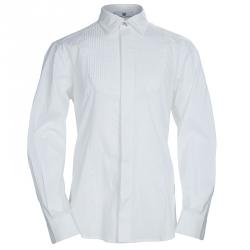 Pre Owned Young Versace White Pintucked Yoke Detail Button Front Shirt 8 Yrs