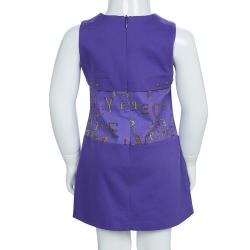 Pre Owned Young Versace Purple Cotton Studded Sleeveless Dress 2 Yrs
