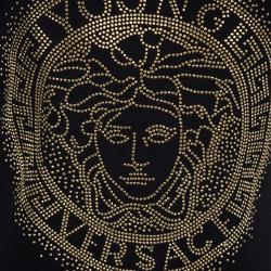 Pre Owned Young Versace Black Knit Medusa Logo Embellished Dress 8 Yrs