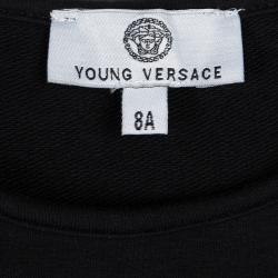 Pre Owned Young Versace Black Knit Medusa Logo Embellished Dress 8 Yrs