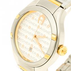 Pre Owned Aigner White Stainless Steel Lonato Men's Wrist Watch 43 mm