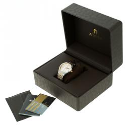 Pre Owned Aigner White Stainless Steel Lonato Men's Wrist Watch 43 mm