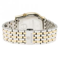 Pre Owned Aigner Silver Gold-Plated Stainless Steel Ravenna Nuovo Men's Wristwatch 38MM