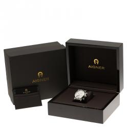 Pre Owned Aigner Silver Stainless Steel Bari Men's Wristwatch 46MM